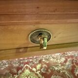 Louis XVI style flat desk in cherry wood and leather