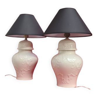 Two large pair of ceramic lamp