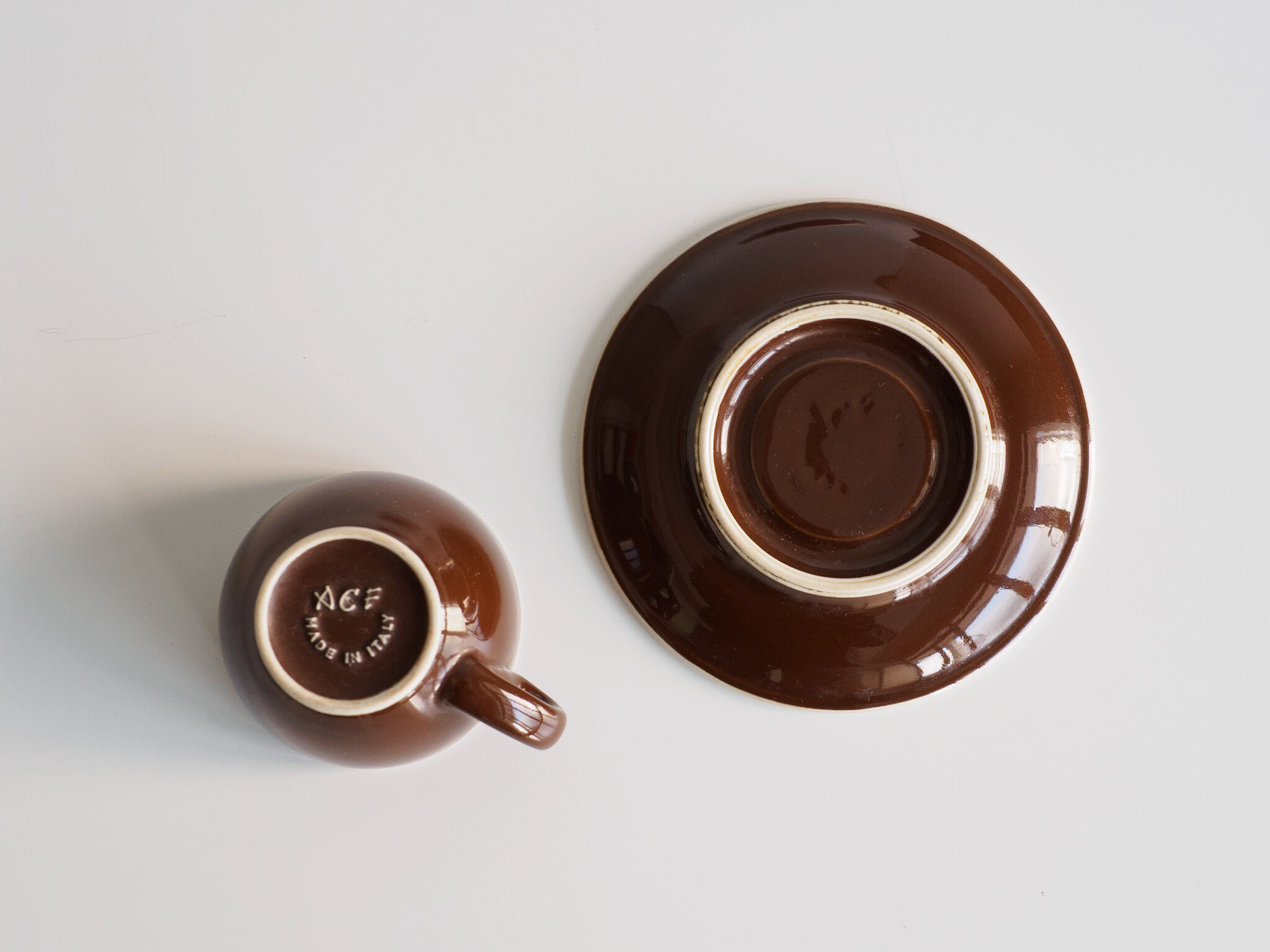 ACF chocolate brown espresso cup duo