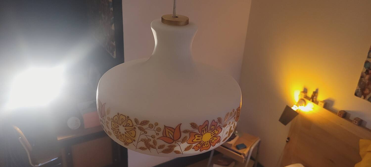 70's opaline pendant light