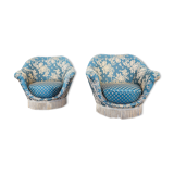 Pair of munari armchairs in antique vintage 1950s fabric