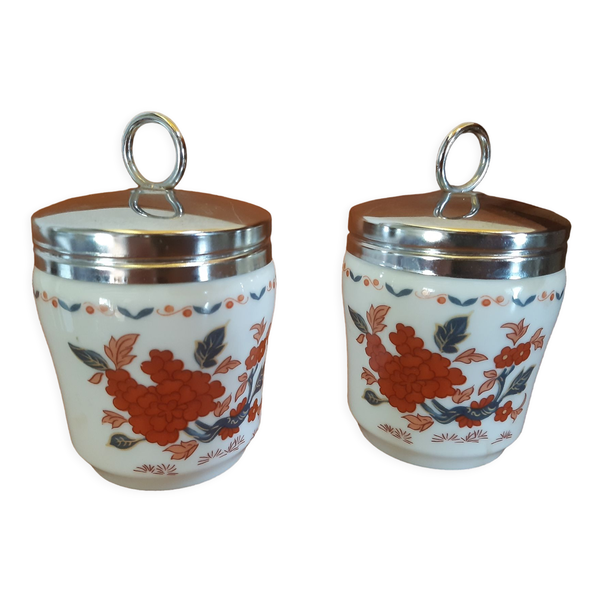 Baked egg in porcelain of paris, lot of 2