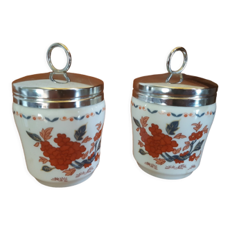 Baked egg in porcelain of paris, lot of 2