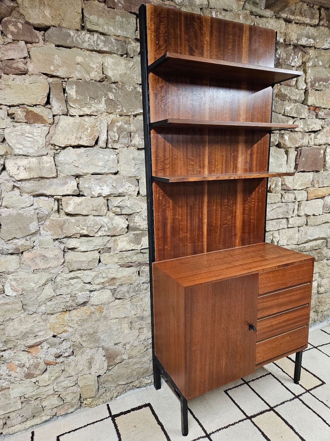 Bookcase cabinet modular shelves vintage 1970