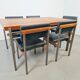 Pali Dining Chairs and Table by Louis van Teeffelen for Wébé, 1960s, Set of 6