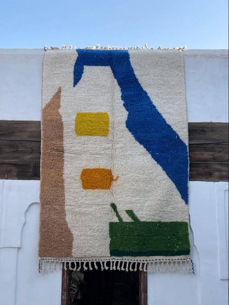Handmade, handcrafted pure wool rug, size 160 x 240 cm, colorful