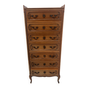 Regency-style chest of drawers in solid cherry wood, 20th century.