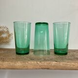 6 vintage emerald green glasses
