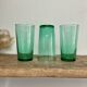 6 vintage emerald green glasses