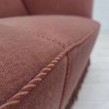 1970s, Danish 2-seater sofa, original salmon pink furniture velour.