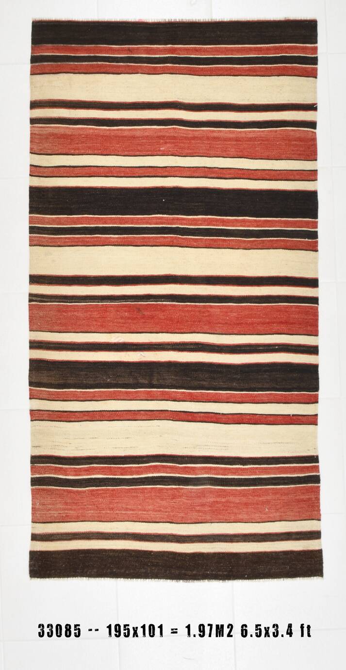 Tapis Kilim vintage fait main, petit format, 101 x 195 cm