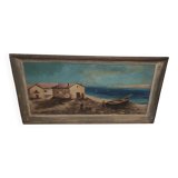 old painting signed marine boat