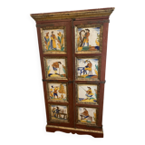 Spanish cabinet with 8 earthenware plates