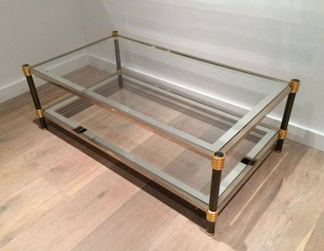 Coffee table with gunmetal patina and gilt metal