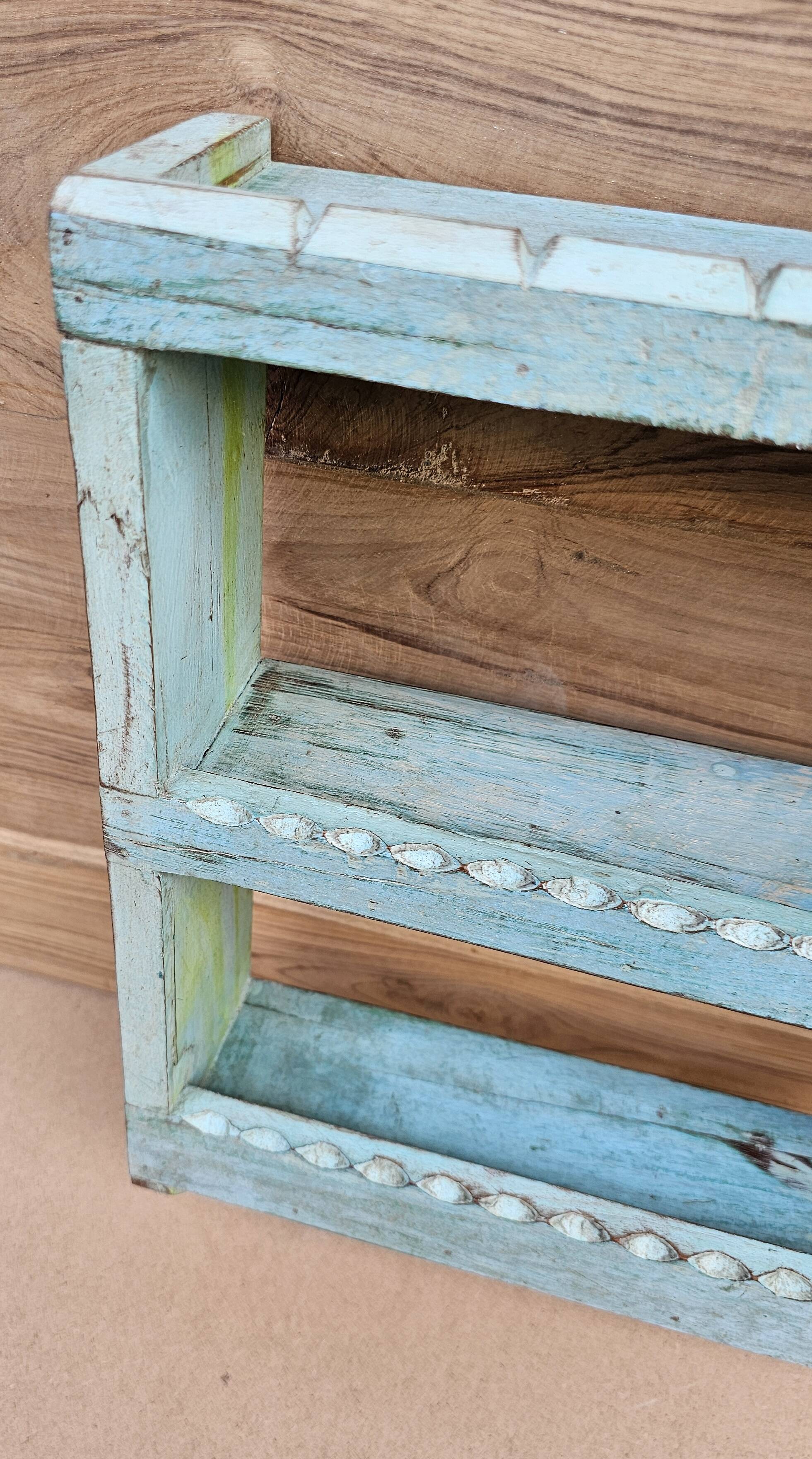 Burmese teak wall shelf