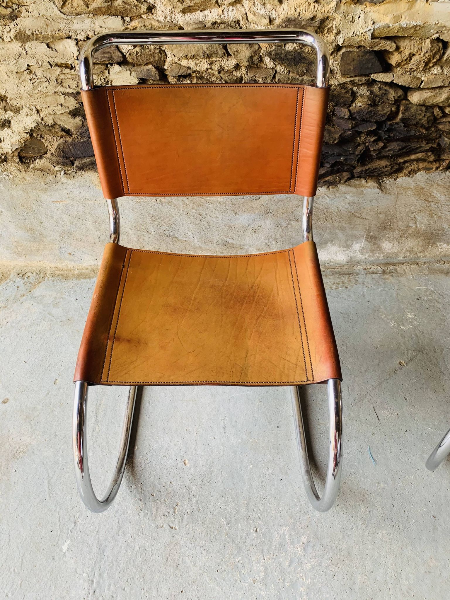 2 chairs MR10 by Ludwig Mies Van Der Rohe for Fasem, 1980