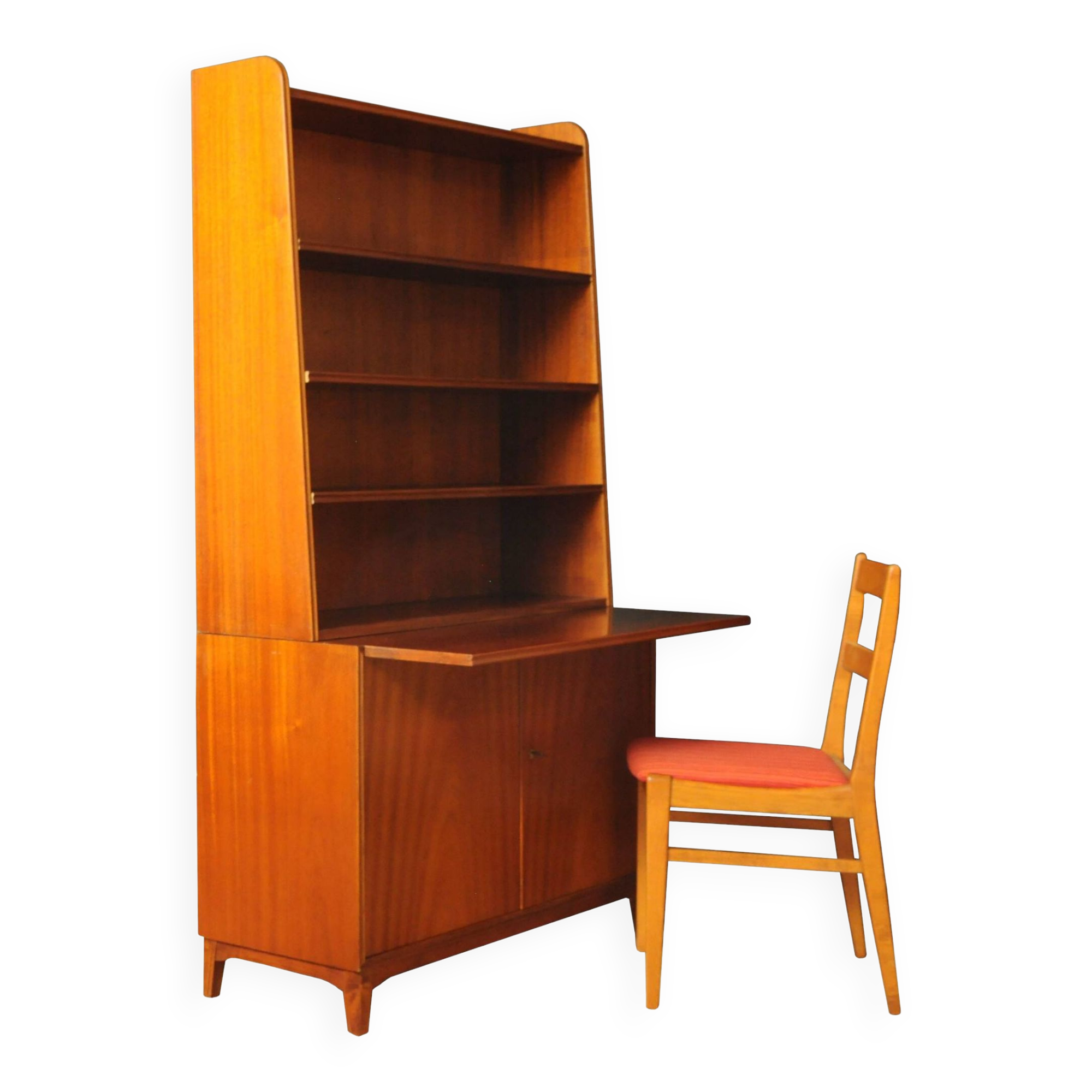 Bookcase/secretary with chair, 1960s set