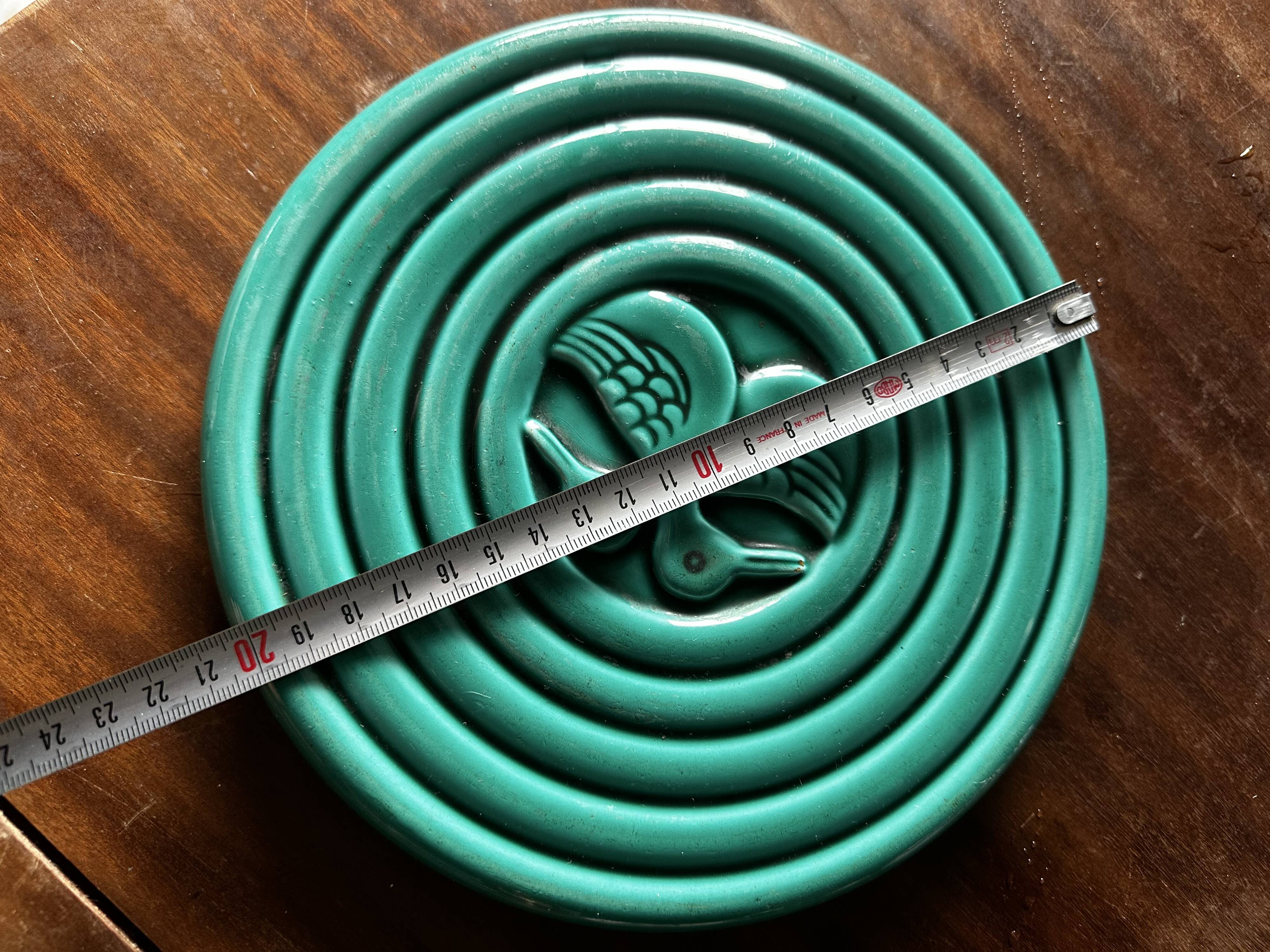 Art Deco trivet in green glazed earthenware - Saint Clément
