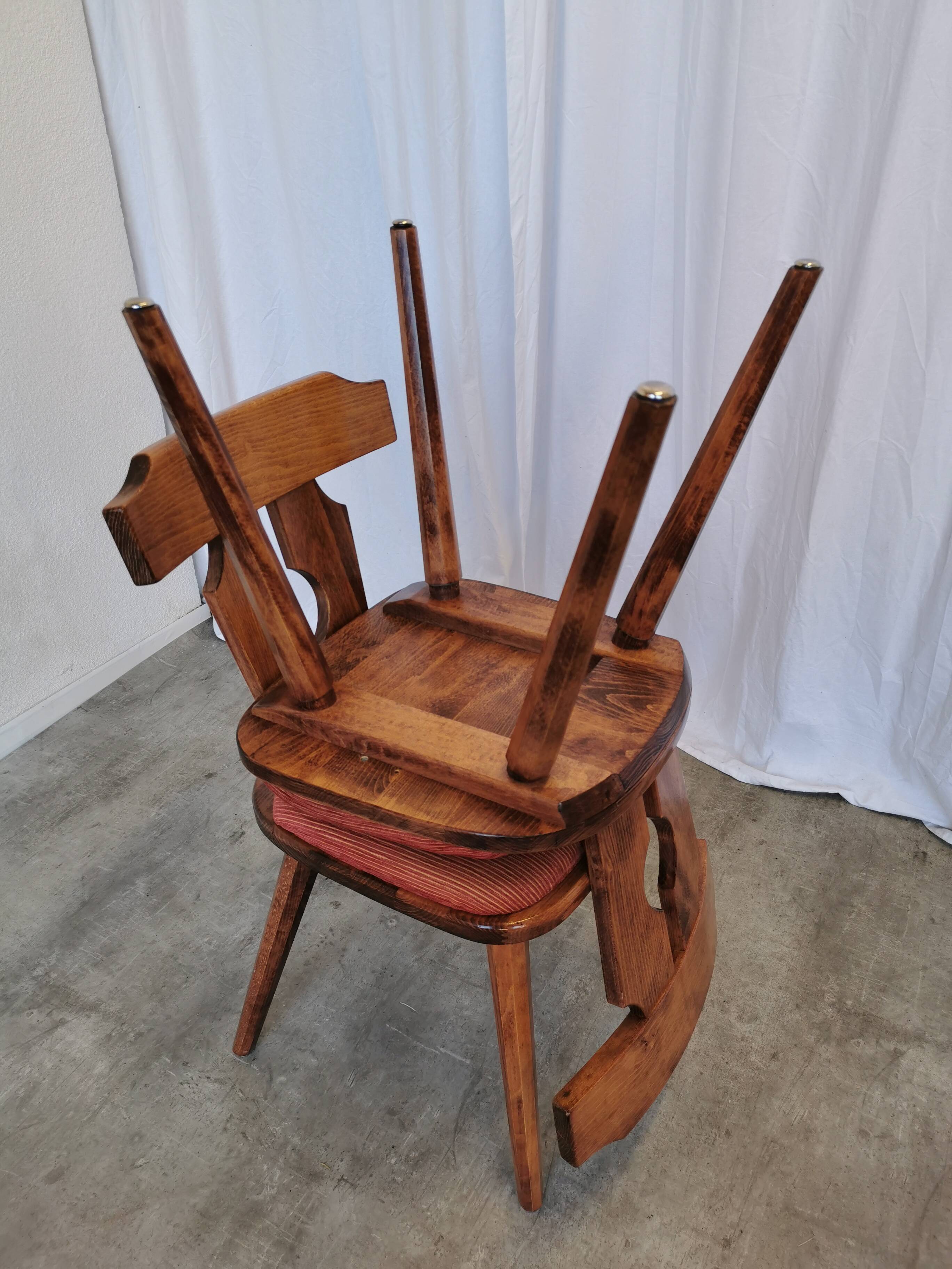 Ensemble de 2 chaises de salle à manger vintage tyroliennes en bois, style ferme autrichienne alpine