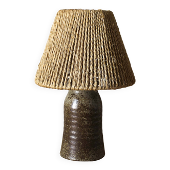 Le Cep stoneware bedside lamp with rope shade