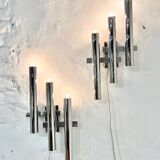 Pair of chrome wall lights by Gaetano Sciolari, 1970's