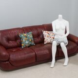 Vintage leather 3 seater sofa Mobil Girgi, 1970s