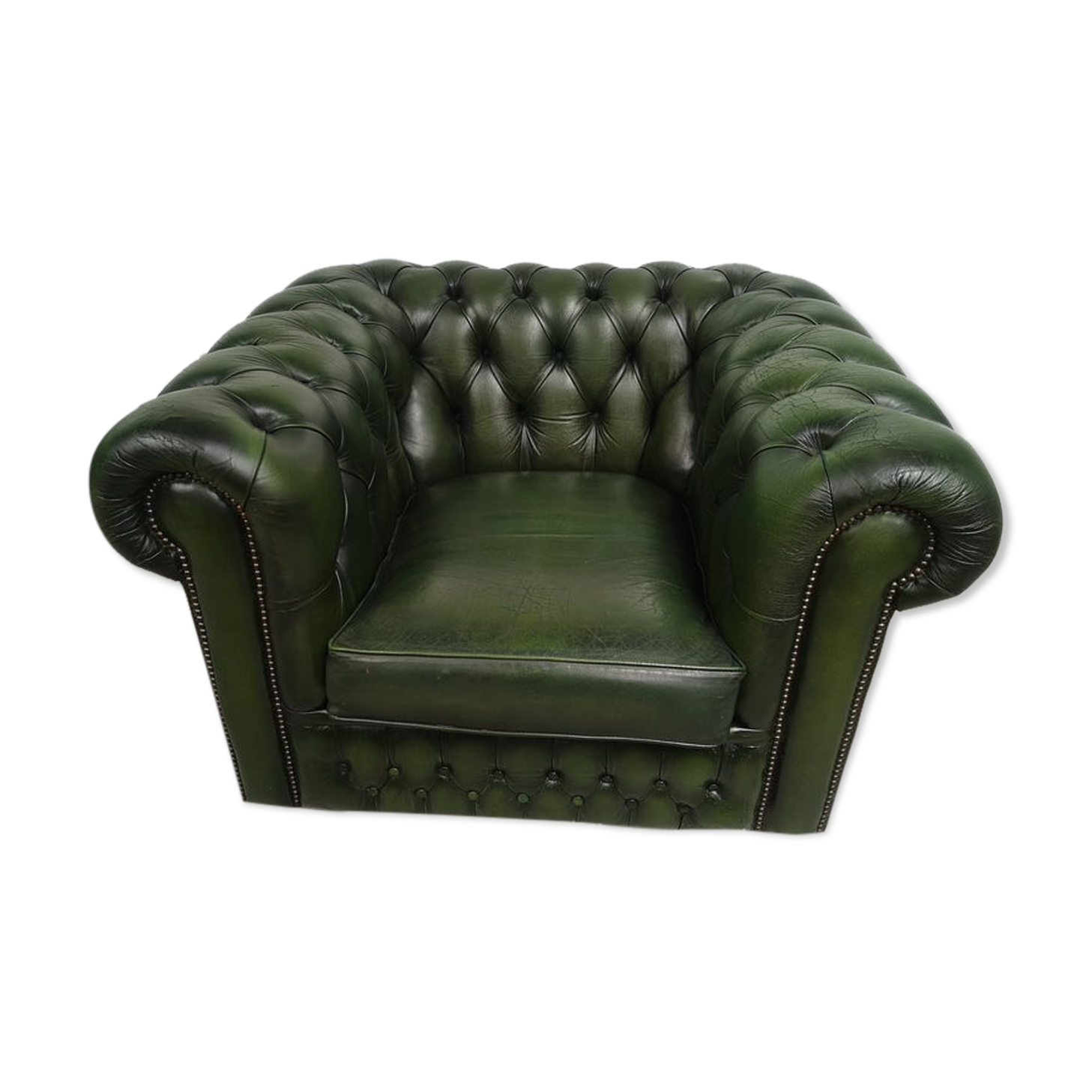 Armchair chesterfield English green leather