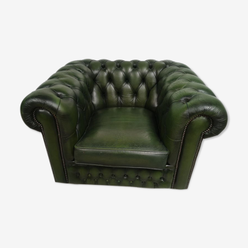 Armchair chesterfield English green leather