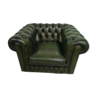 Armchair chesterfield English green leather