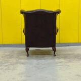 Vintage Brown leather chesterfield wingback armchair