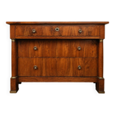 Empire period walnut commode – Detached columns – Gilded bronzes