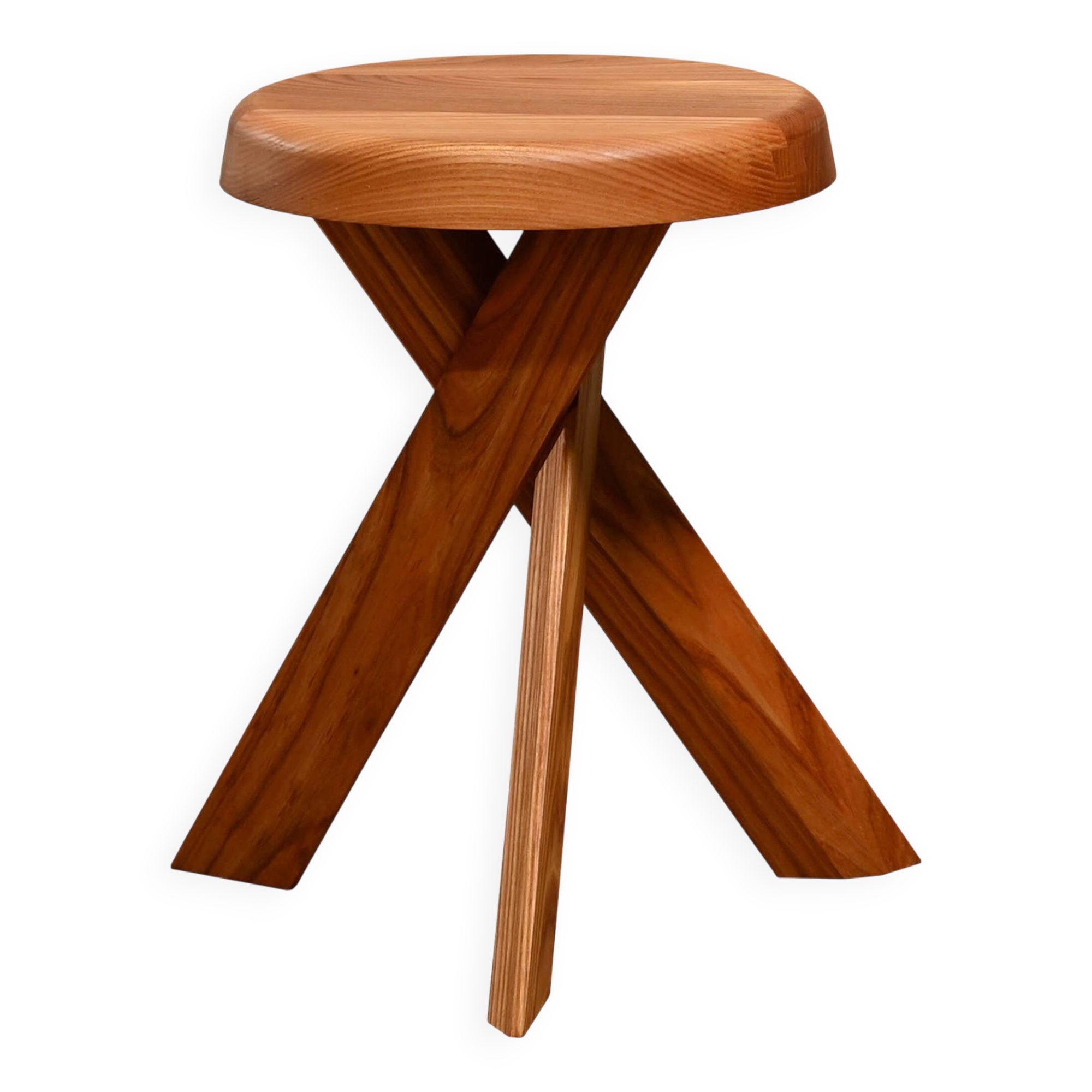 Pierre Chapo Stool S31 'Model A' in solid Elmwood, France
