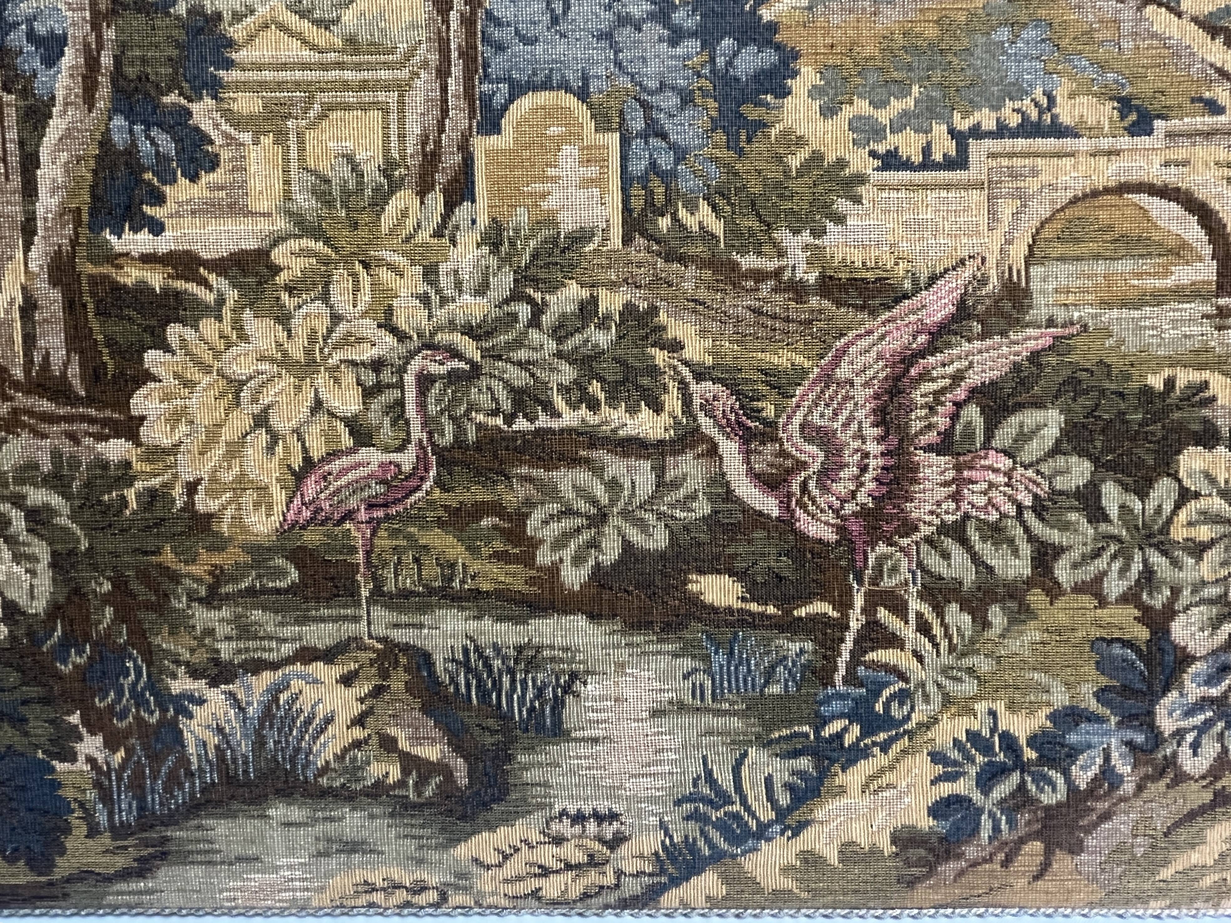 Tapestry in the Aubusson style, landscape and birds, 20th century