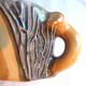 2 lunches decorated in faux wood style, cups + saucers, signed VALLAURIS