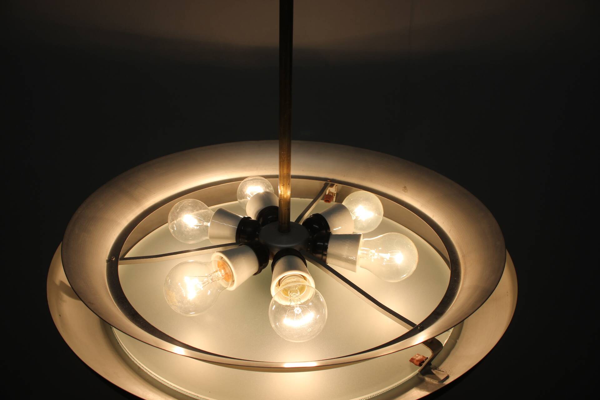 Art Deco UFO chandelier by Josef Hůrka for Napako, 1930s