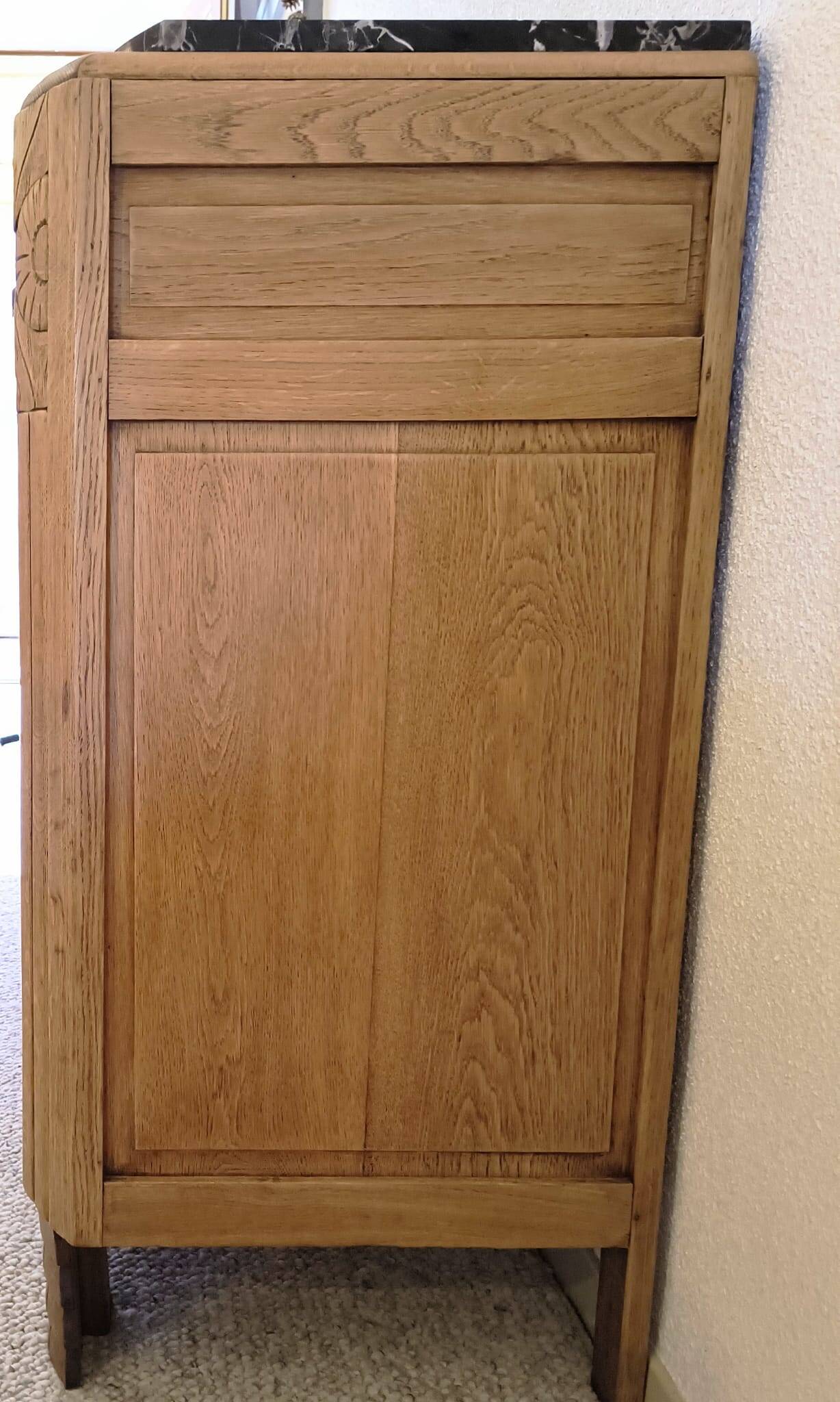 Art Deco Sideboard - Solid Oak - Black Marble