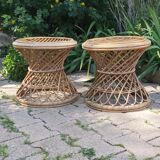 Pair of vintage rattan stools