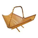 Folding fruit basket wood and vintage bamboo