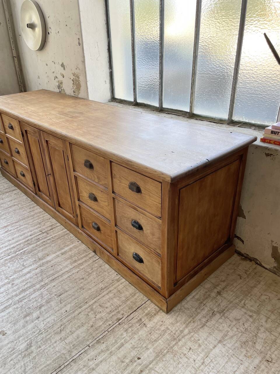 XXL solid oak counter sideboard