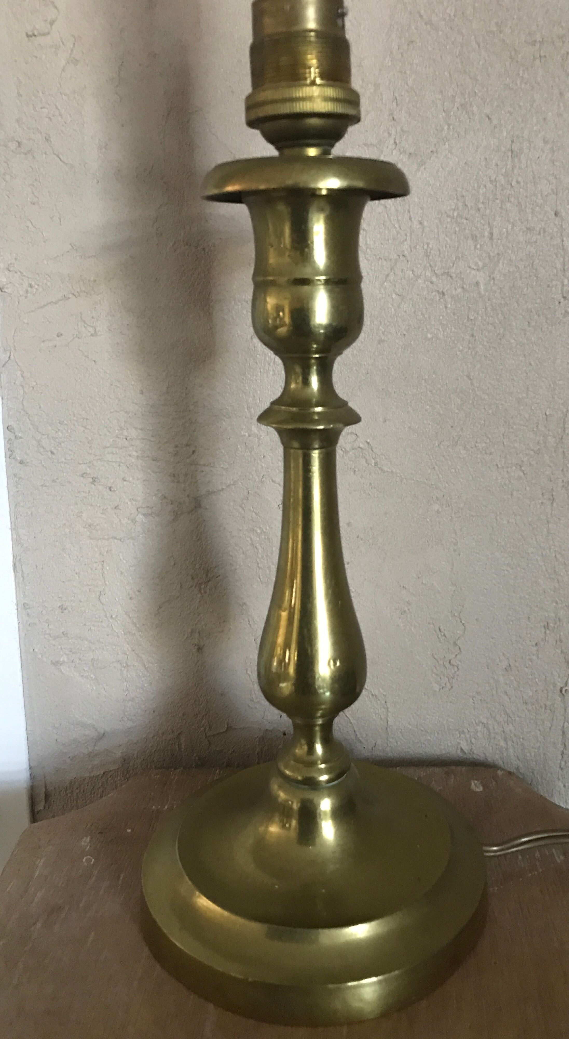 Lamp foot candle holder shape in solid brass 26.5 cm