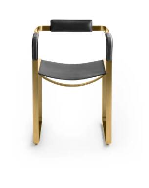 Wanderlust armchair pair in black and gold brass.
