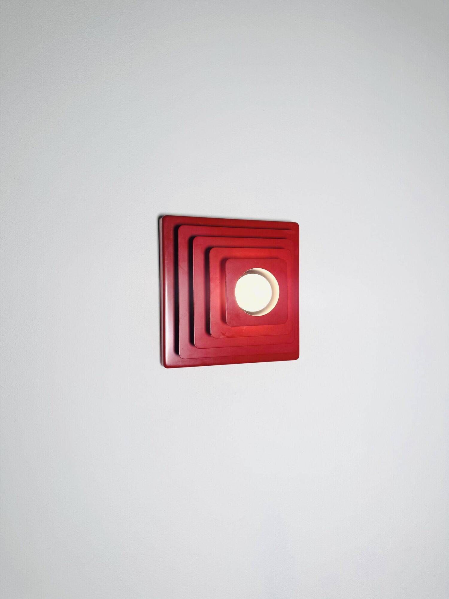 Multi-Layered Pyramid Wall Lamp In Red By Hustadt Leuchten, Germany 1970S