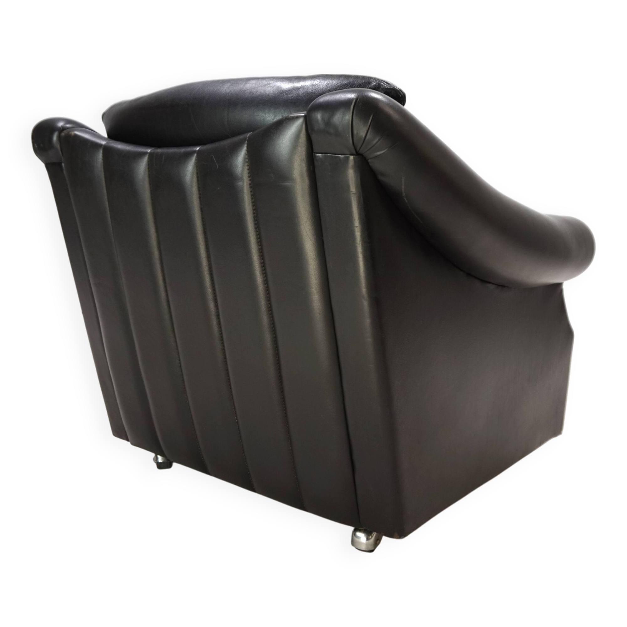 Fauteuil Art Déco en cuir, France 1960