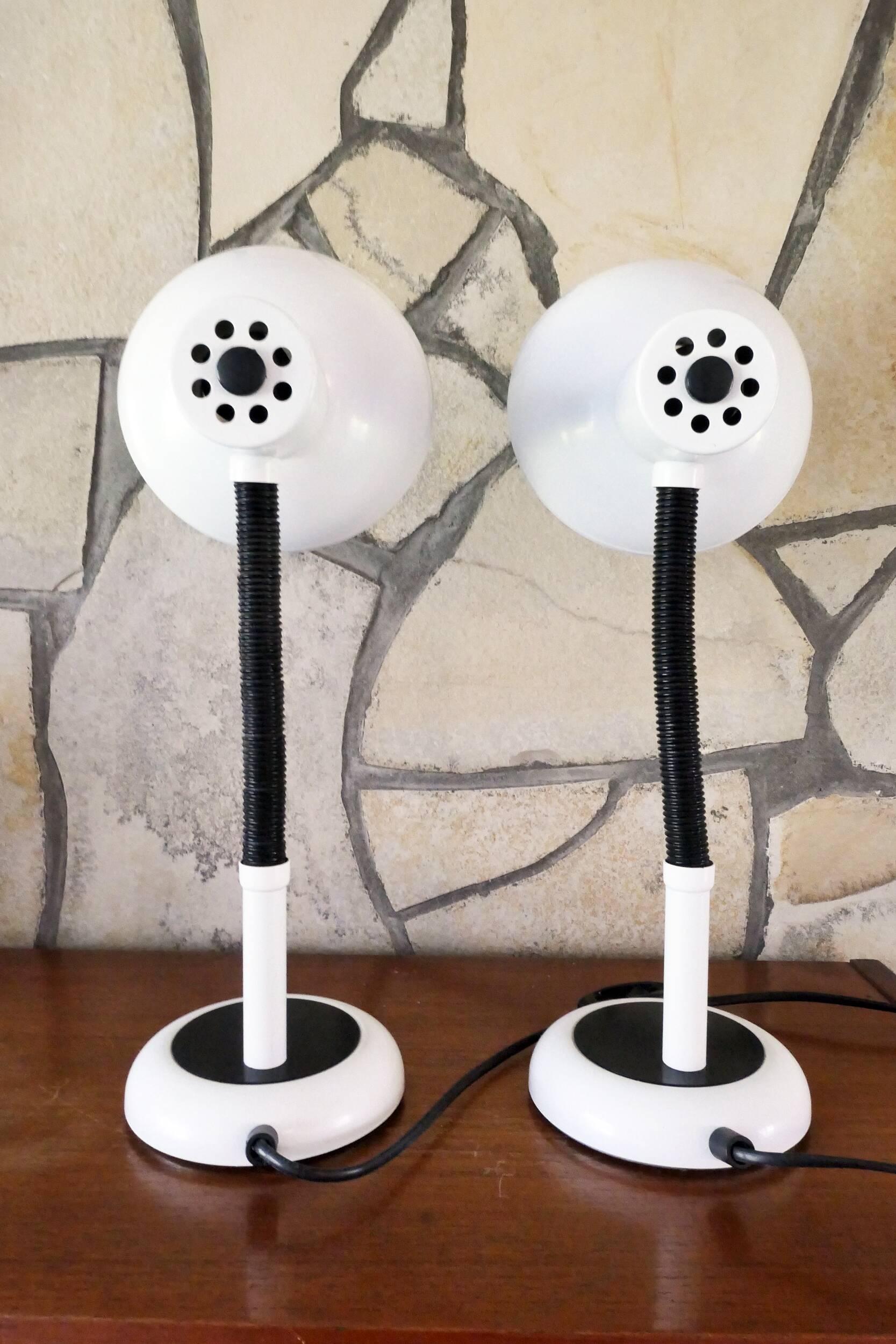 Pair of identical desk or bedside lamps 1970