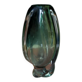 Vase en cristal vert transparent de Val Saint Lambert
