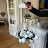 Lustre design à led en métal avec plusieurs boules en verre magic