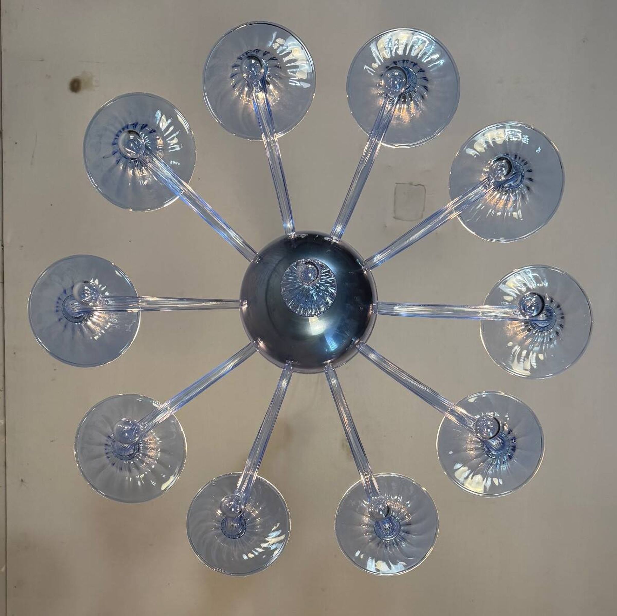 Lustre vénitien en verre de Murano bleu, vers 1980