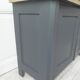Small low Parisian sideboard re-enchanted in slate gray, medium oak waxed top.