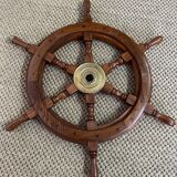 Rudder bar wheel boat in wood and brass "Comptoir des Indes" shelf
