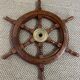 Rudder bar wheel boat in wood and brass "Comptoir des Indes" shelf